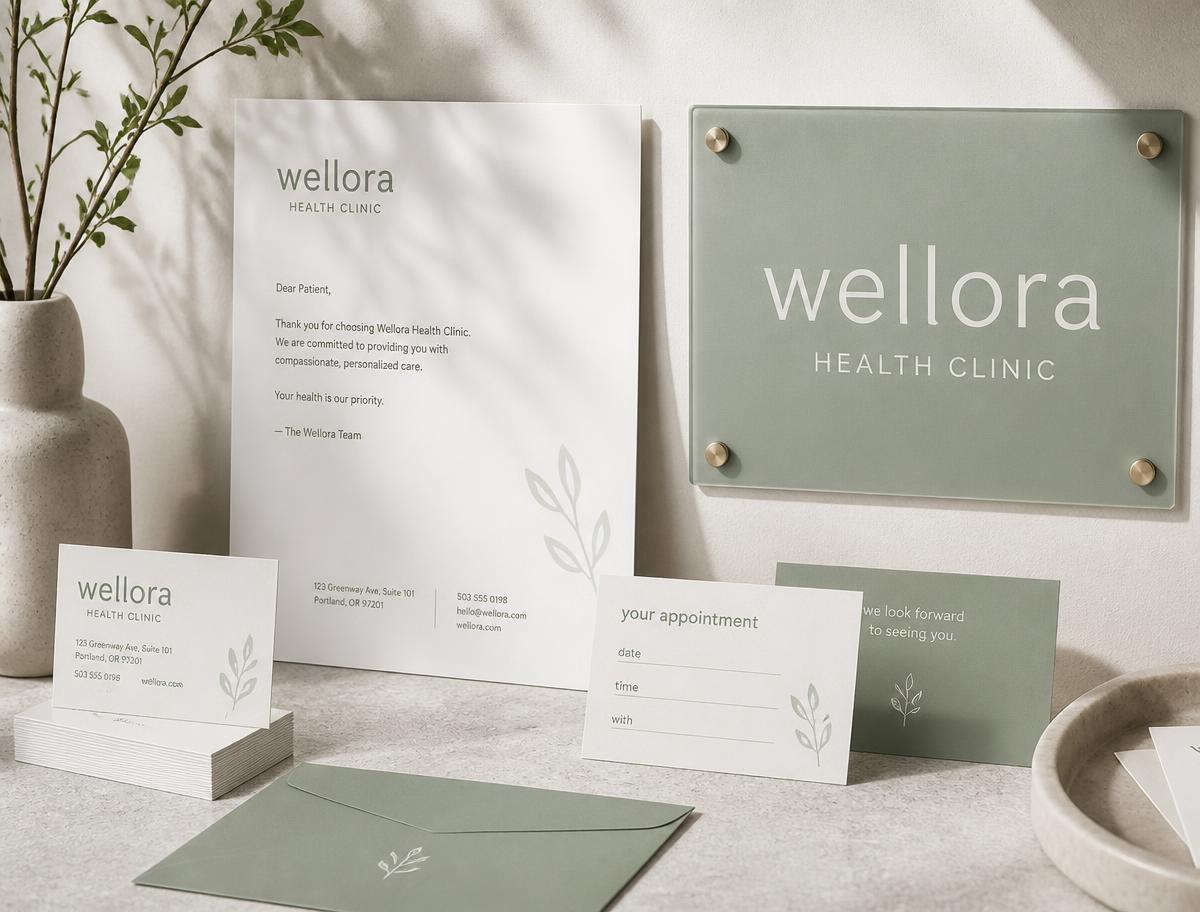 Proyecto de branding Wellora — Salud / Identidad y papelería